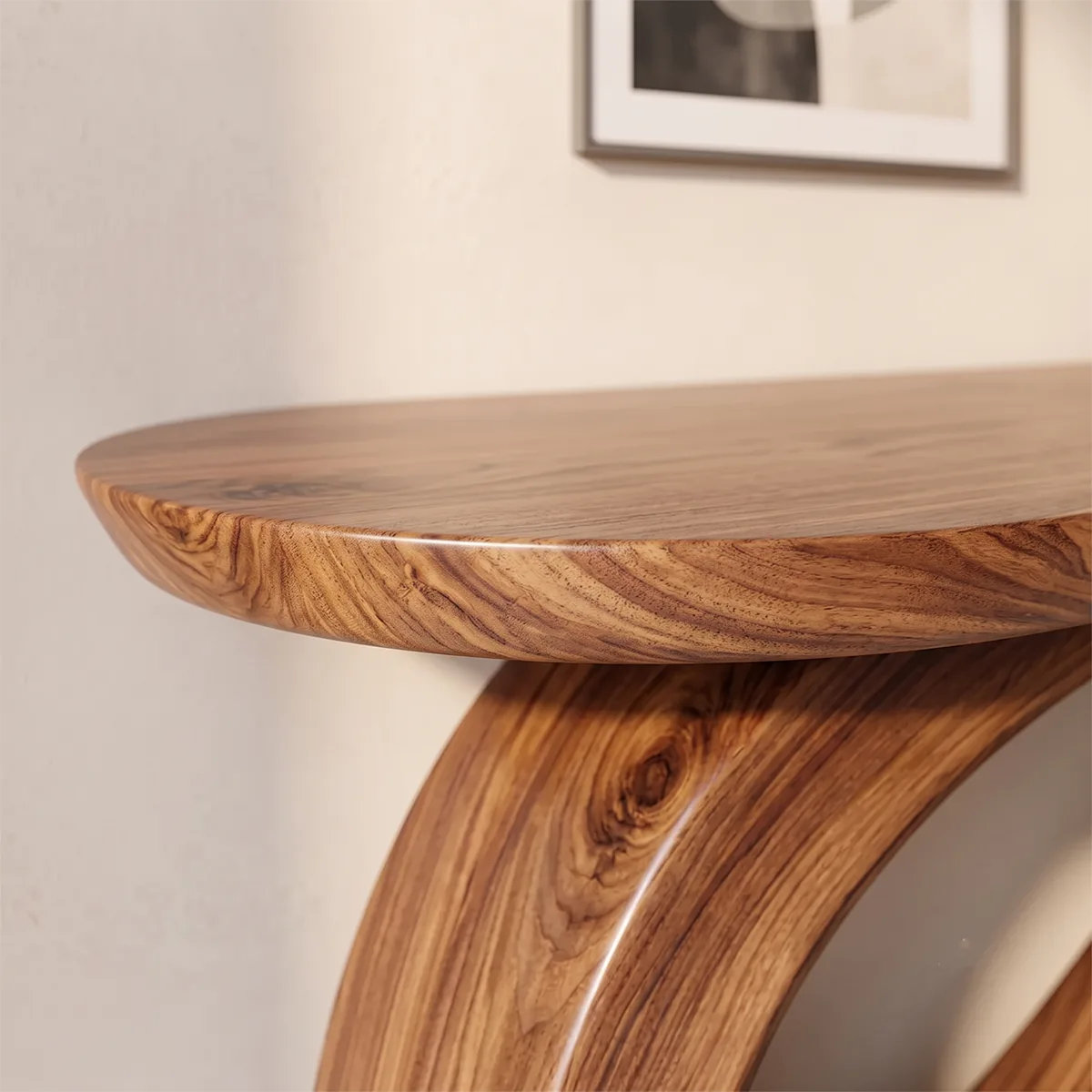 Modern Organic Console Table | Sculptural Entryway Table with Flowing Loop Base TH003-1954