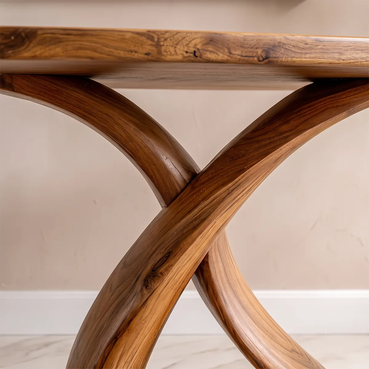Modern Sculptural Console Table with Twisted Pedestal Base – Contemporary Entryway Table TH003-5950