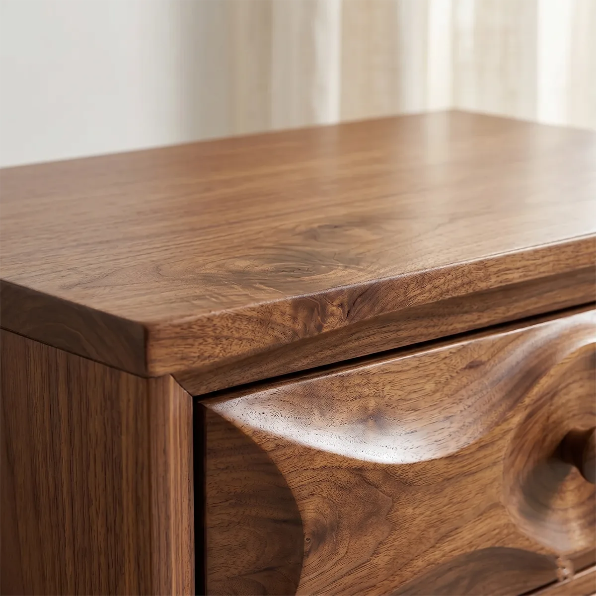 Modern Nightstand with Drawers | Sculptural Contemporary Bedside Table TH003-9402