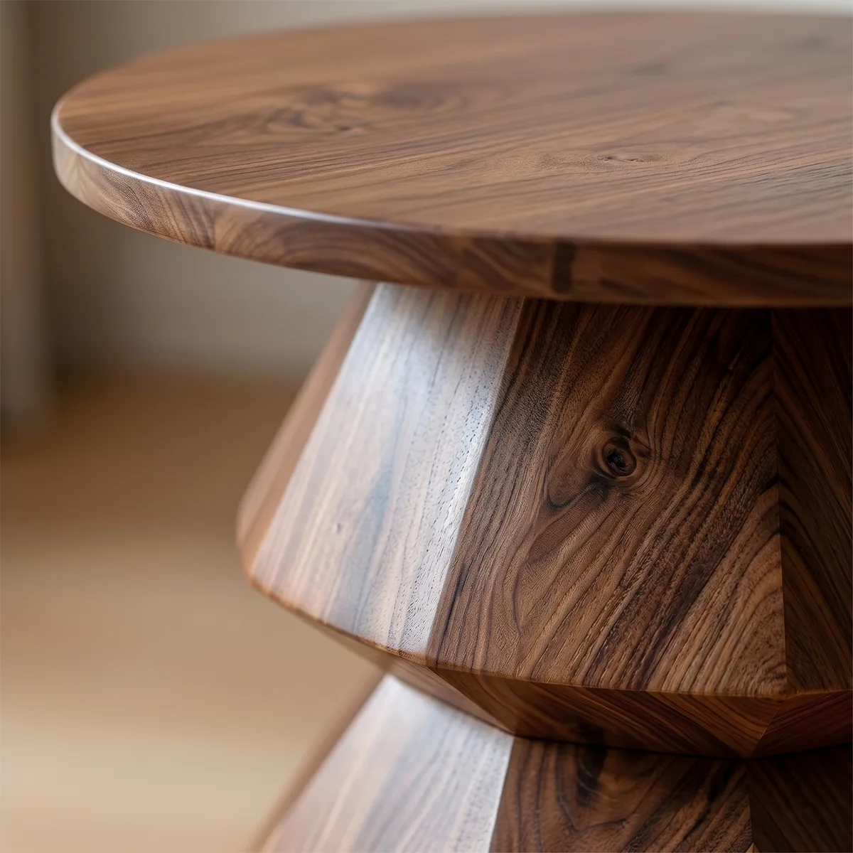 Modern Geometric Pedestal End Table with Sculptural Base TH003-4022