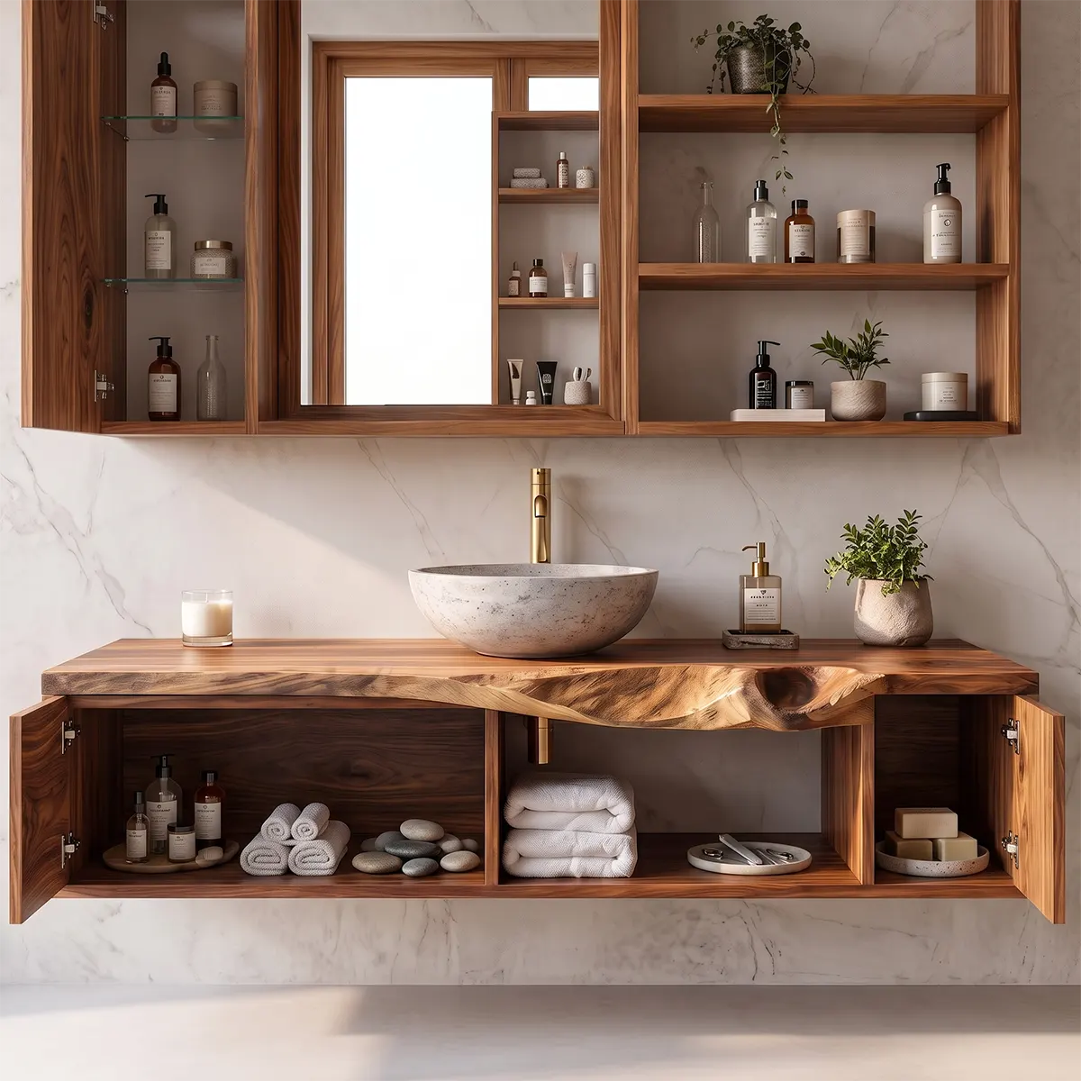 Live Edge Floating Bathroom Vanity | Wall Mounted Vanity with Storage TT006-8ARX9GC