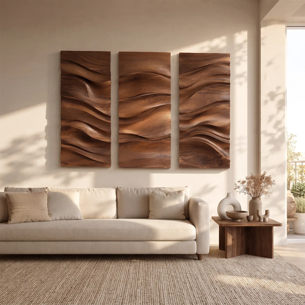 Abstract Wave Wood Wall Art | Vertical Wooden Wall Decor for Living Room, Bedroom & Office TT006-9850