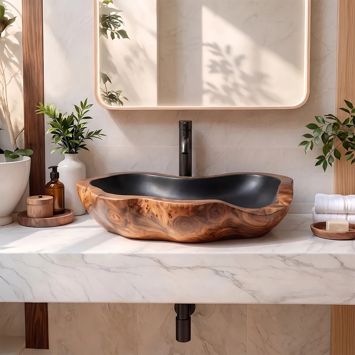 Organic Freeform Vessel Sink | Sculptural Asymmetrical Countertop Bathroom Basin TT006-1UMX3XP