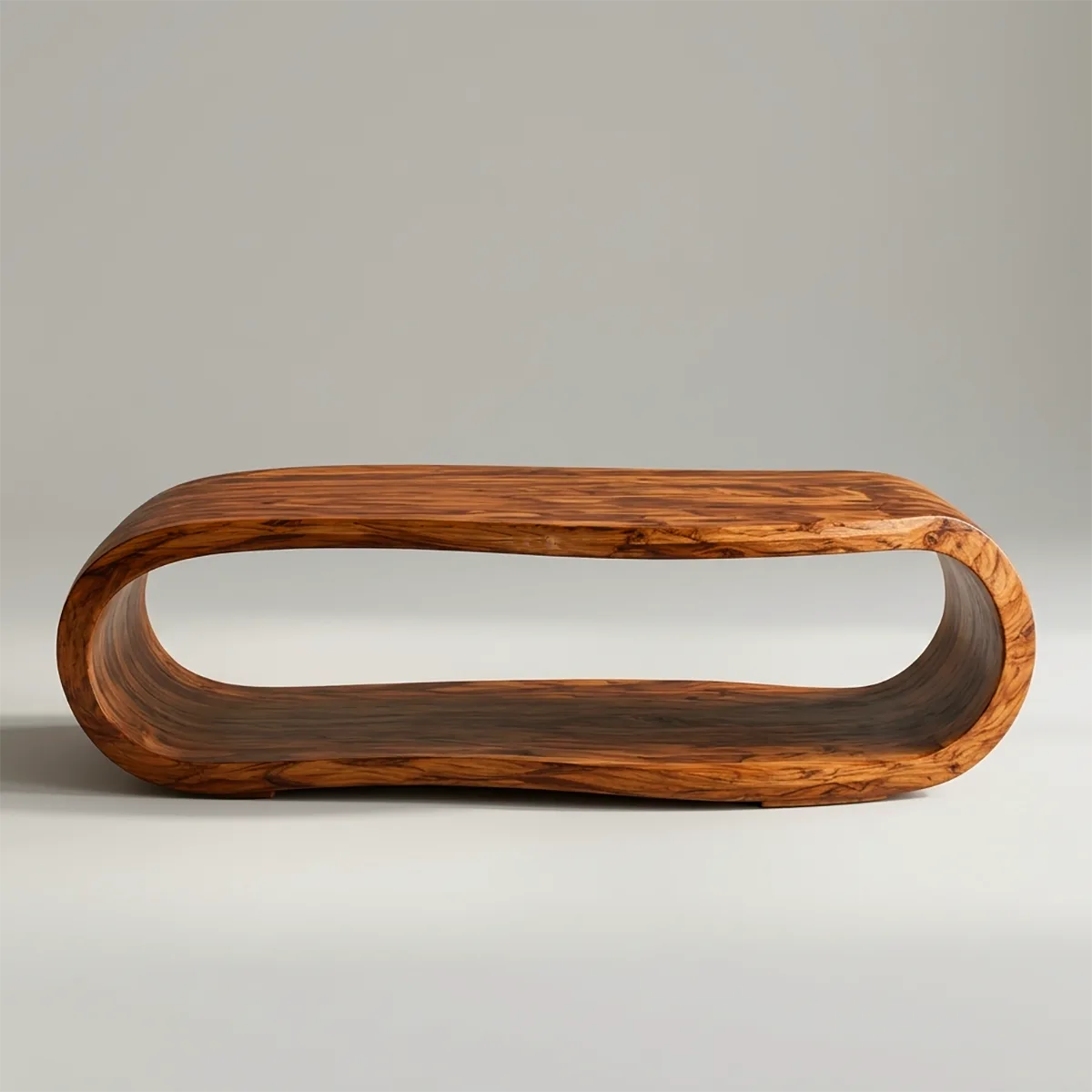 Sculptural Rounded Coffee Table with Open Lower Shelf | Organic Modern Living Room Table TT006-5HHT2PZ