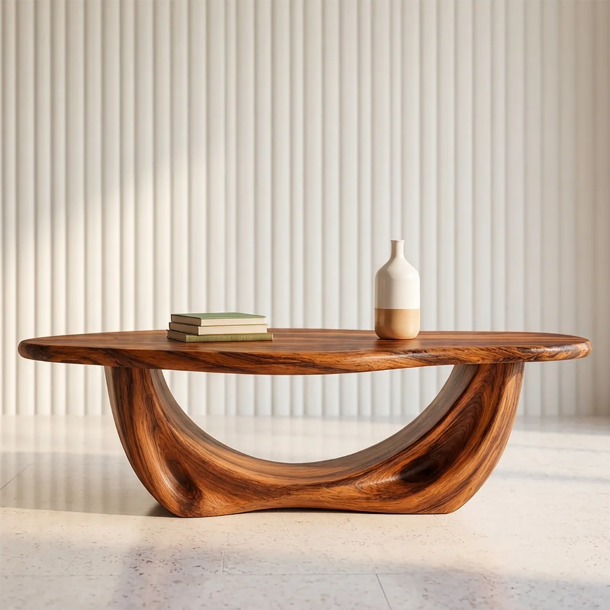 Sculptural Oval Coffee Table with Curved Loop Base | Organic Modern Living Room Center Table TT006-6OIS5KS