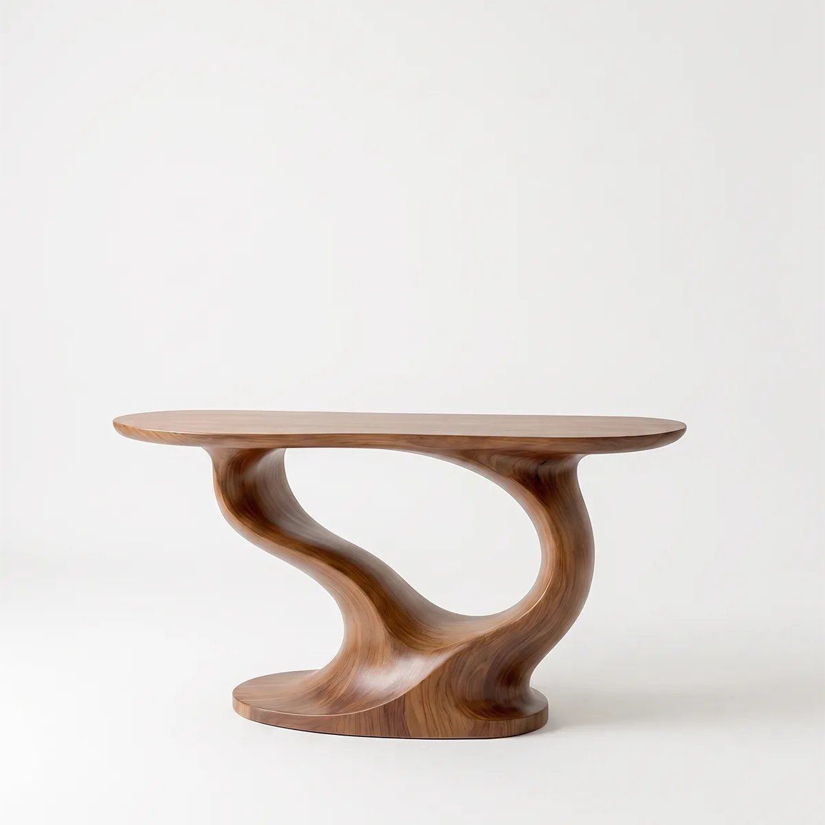 Modern Organic Console Table with Sculptural Solid Wood Base | Contemporary Entryway Console TT006-8689