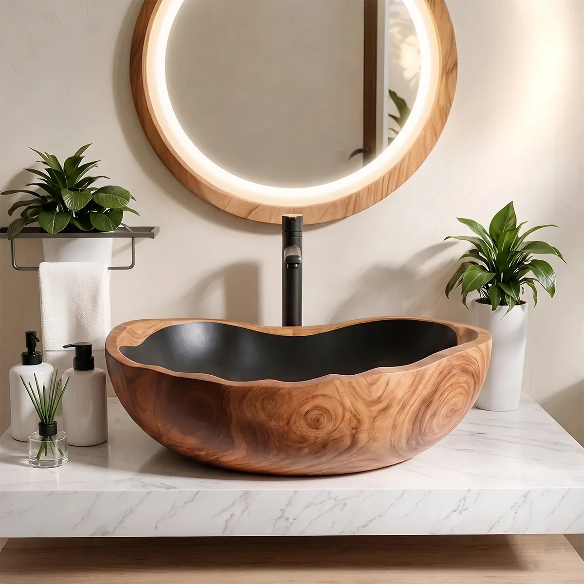 Organic Sculptural Vessel Sink | Asymmetrical Countertop Bathroom Basin TT006-4GZO8GS
