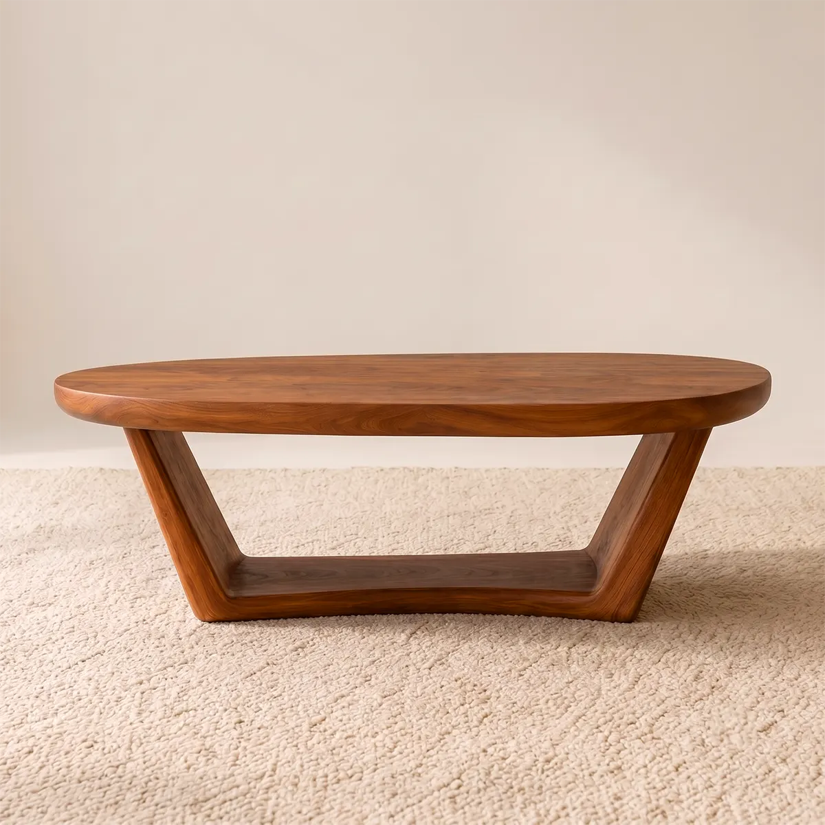 Organic Rounded Coffee Table with Open Lower Shelf | Modern Living Room Center Table TT006-8OJQ3US