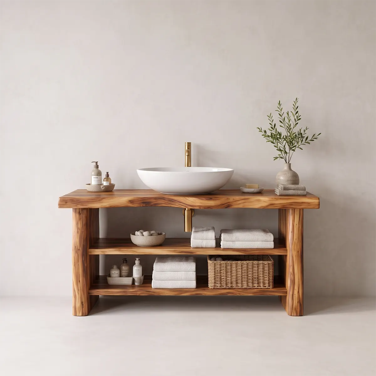 Freestanding Bathroom Vanity with Open Shelves | Modern Open Storage Vanity TT006-1IUI9XU