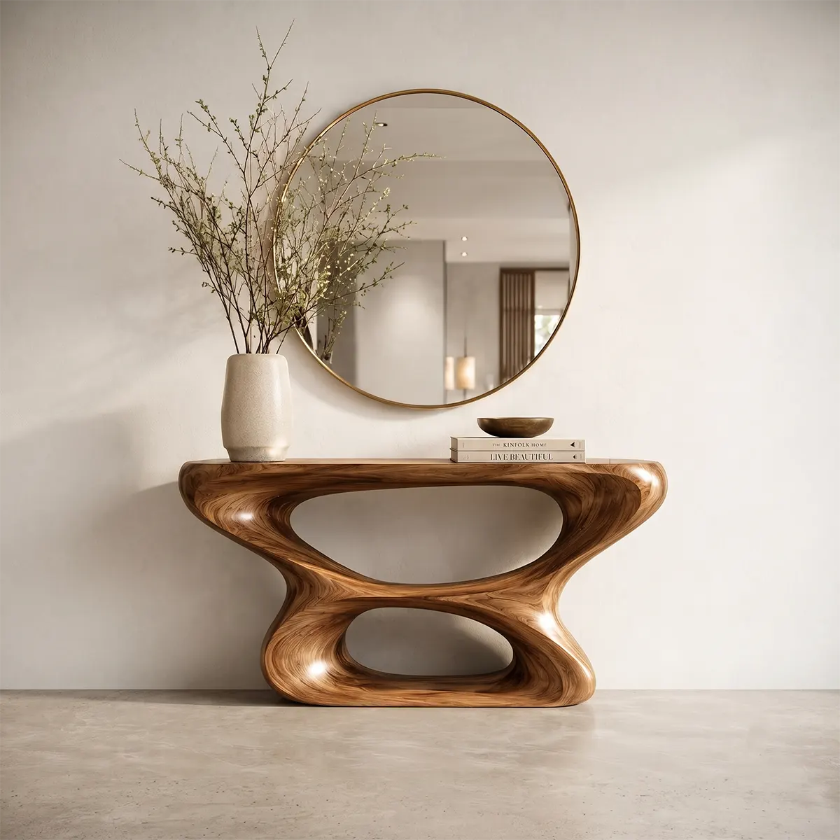 Modern Sculptural Console Table – Organic Contemporary Entryway Table TT006-4991