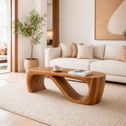 Modern Solid Wood Asymmetrical Sculptural Coffee Table