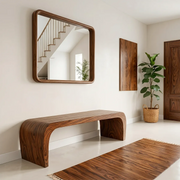 Minimalist Curved Solid Wood Console Bench for Entryway and Living Room