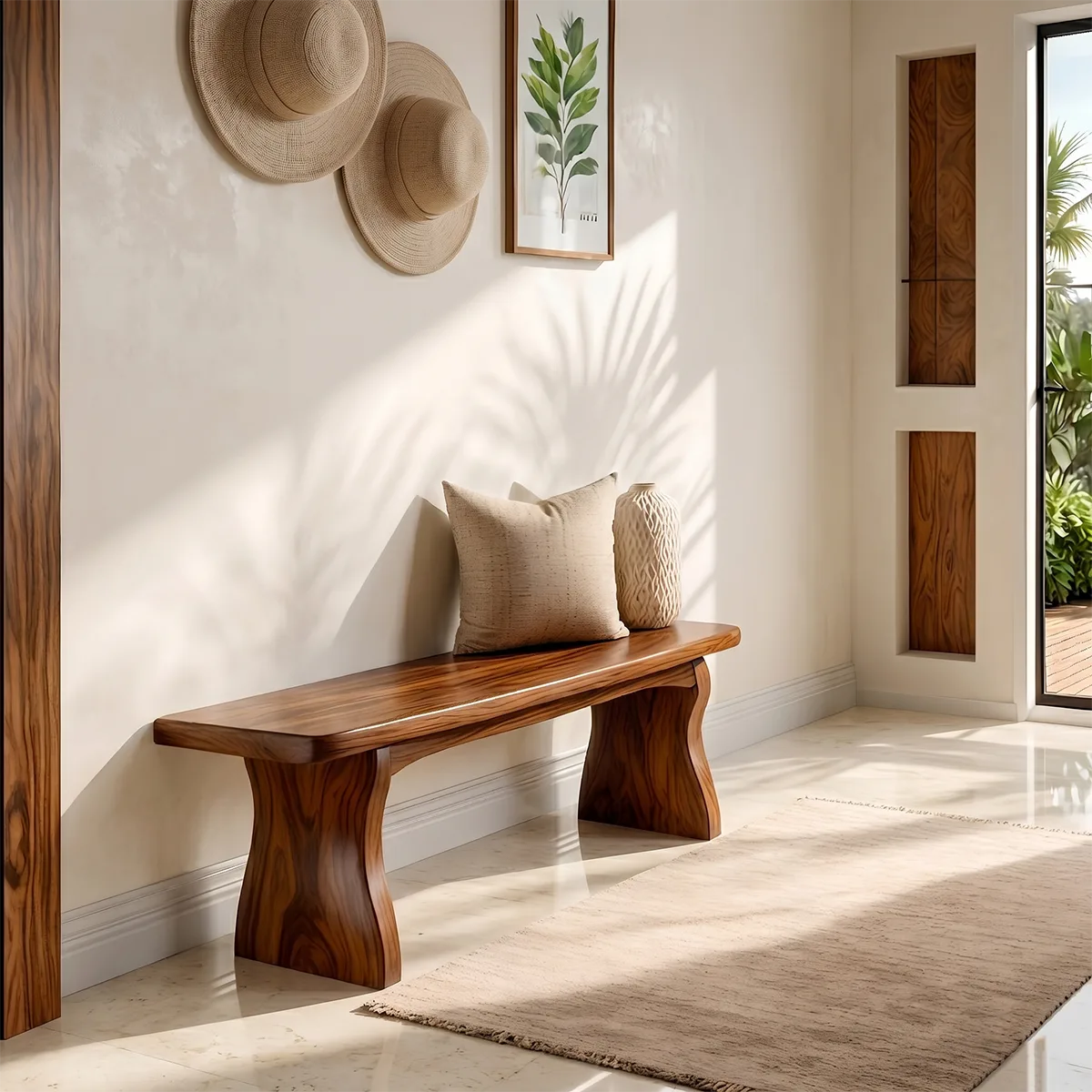 Minimalist Solid Wood Entryway Bench for Modern Hallway and Contemporary Living Spaces