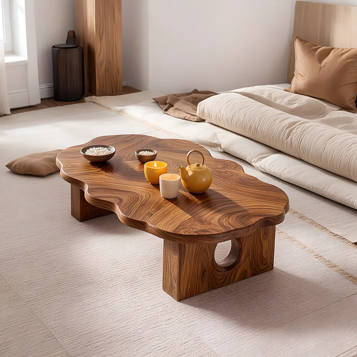 Modern Solid Wood Organic Low Floor Table