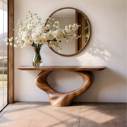 Sculptural Wood Console Table, Organic Modern Entryway Table