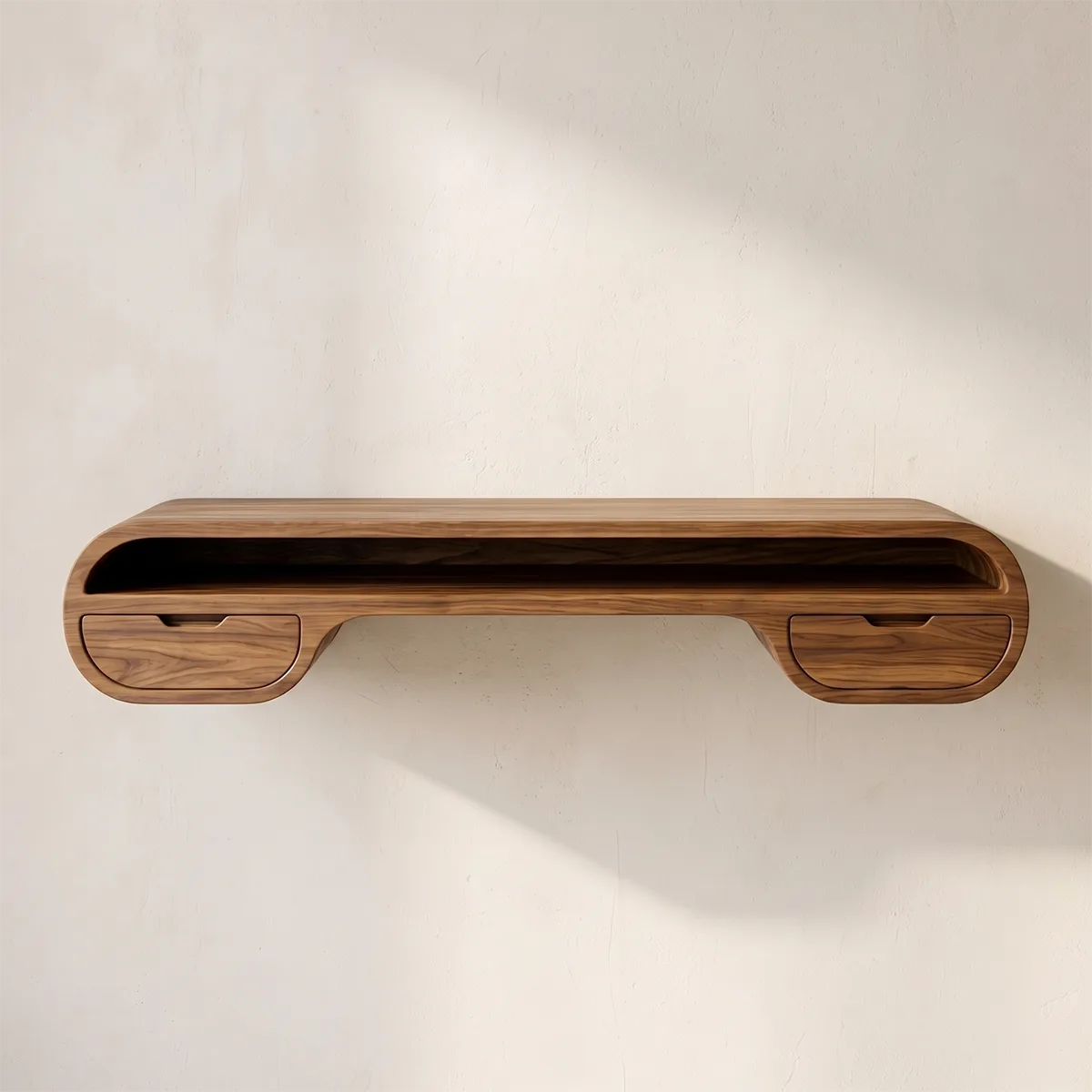Organic Modern Floating Desk | Curved Wall Mounted Home Office Desk TH003-7888