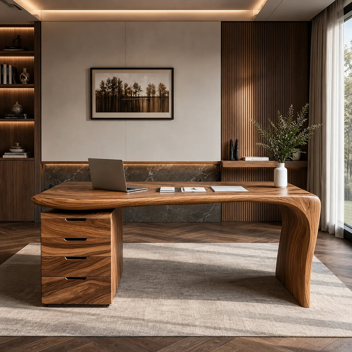 Executive Office Desk with Storage Drawers | Modern Luxury Desk TH003-2837