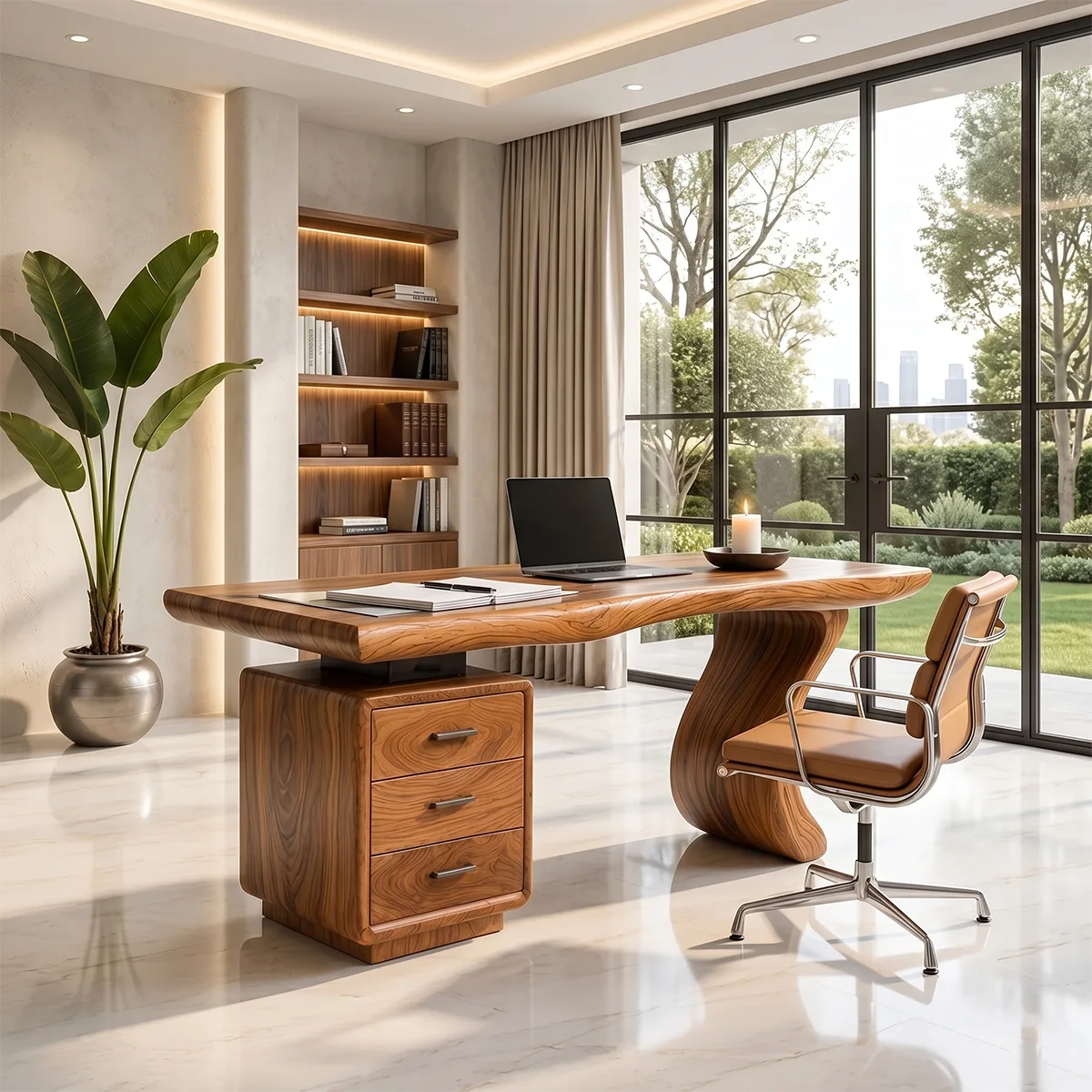 Luxury Executive Desk with Drawers | Modern Sculptural Office Furniture TH003-3343