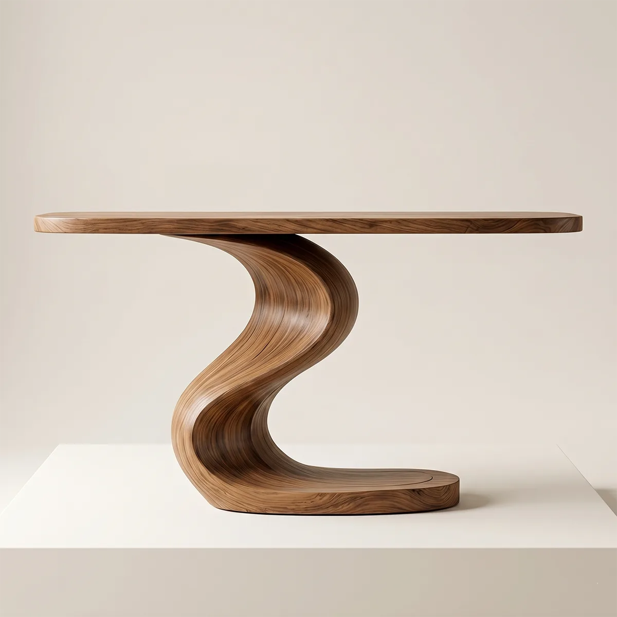 Sculptural Wood Console Table | Modern Entryway Hallway Table