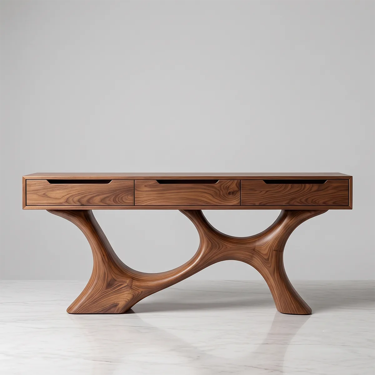 Modern Storage Console Table with Sculptural Base – Contemporary Entryway Table with Drawers TH003-9771