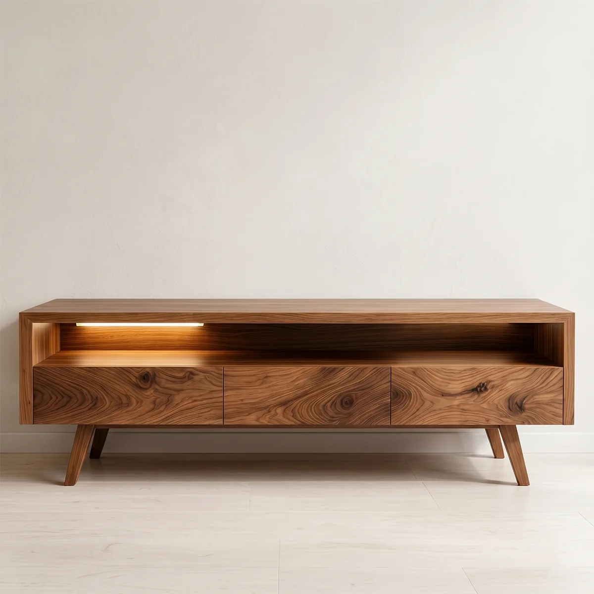 Modern TV Stand with Open Shelf and 3 Drawers