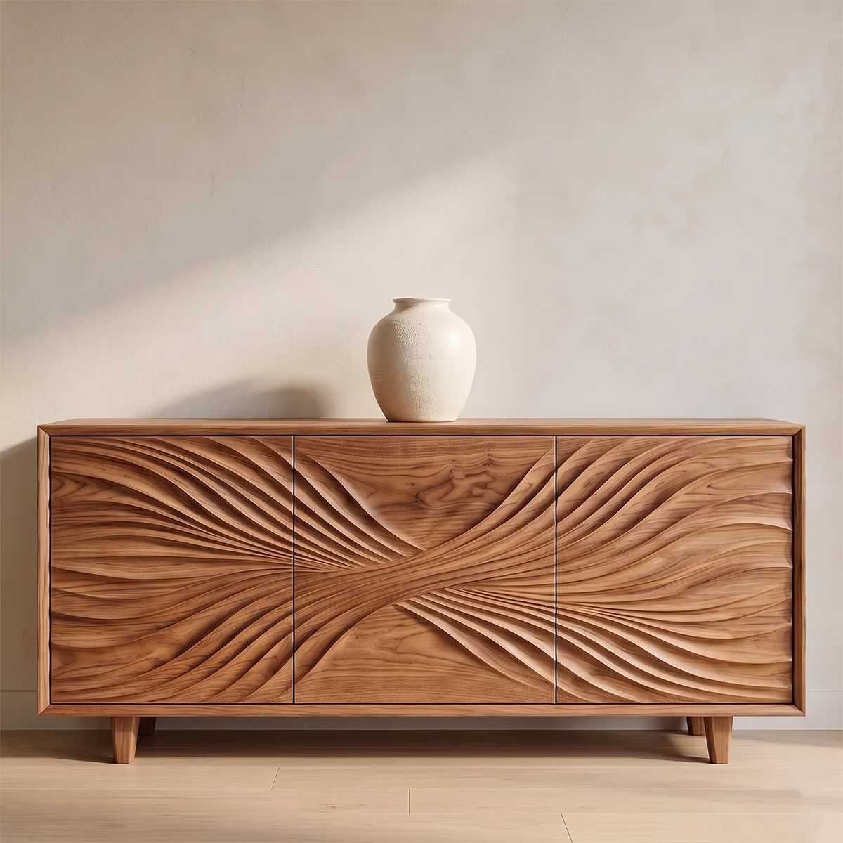 Flow Carved Solid Wood Sideboard | Sculptural Modern Buffet Cabinet for Dining & Living Room TH003-6946
