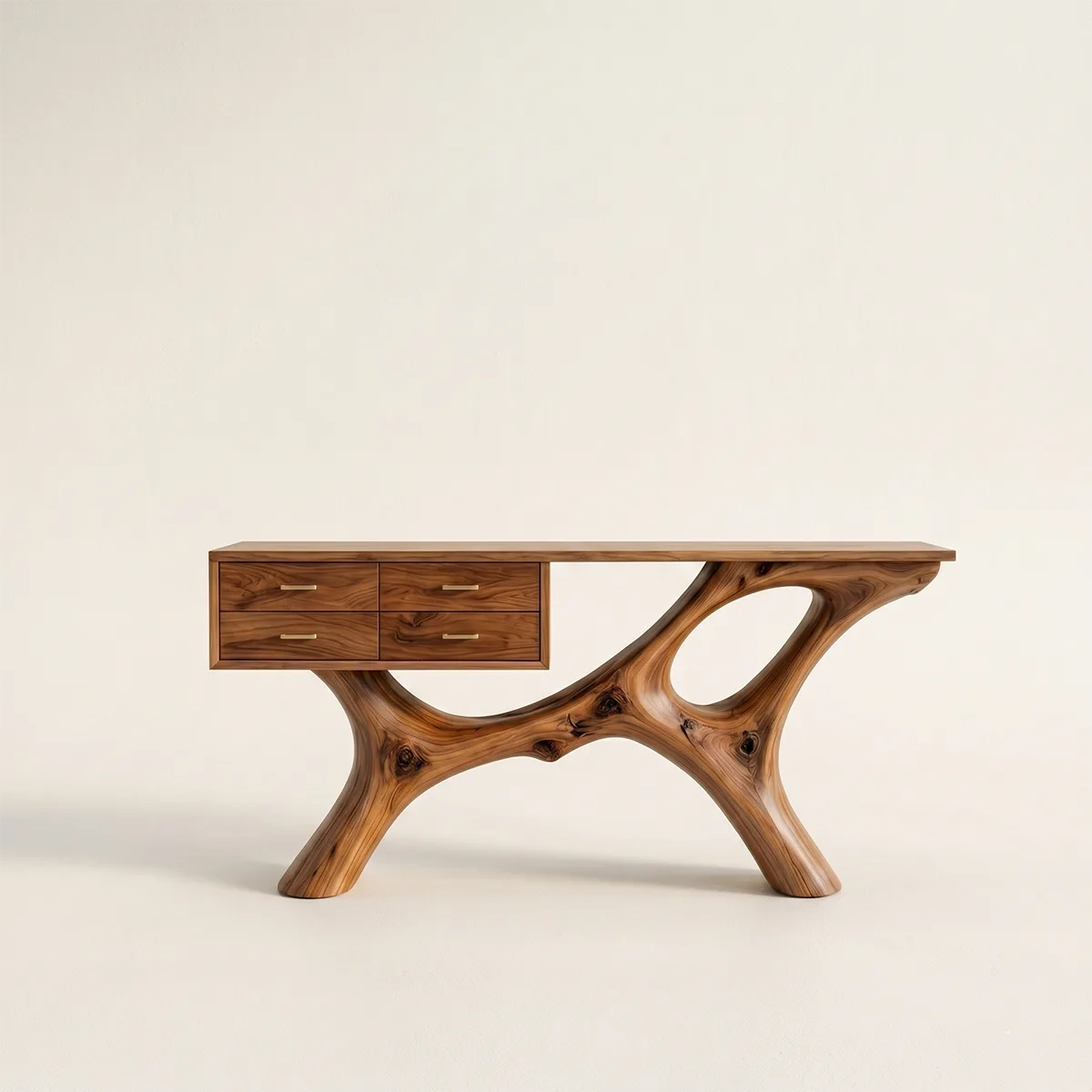 Luxury Wood Console Table with Drawers Curved Base Hallway Table