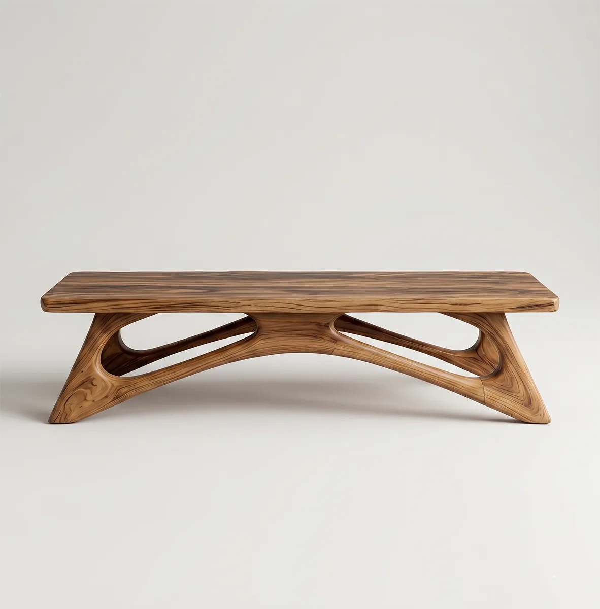 Organic Sculptural Solid Wood Bench