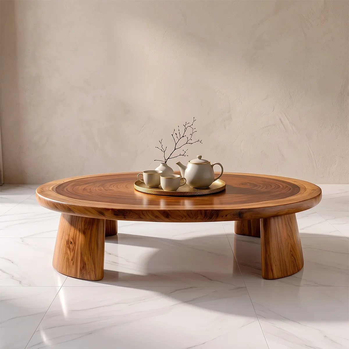 Modern Elliptical Coffee Table | Organic Wood Coffee Table for Living Room TH003-8585