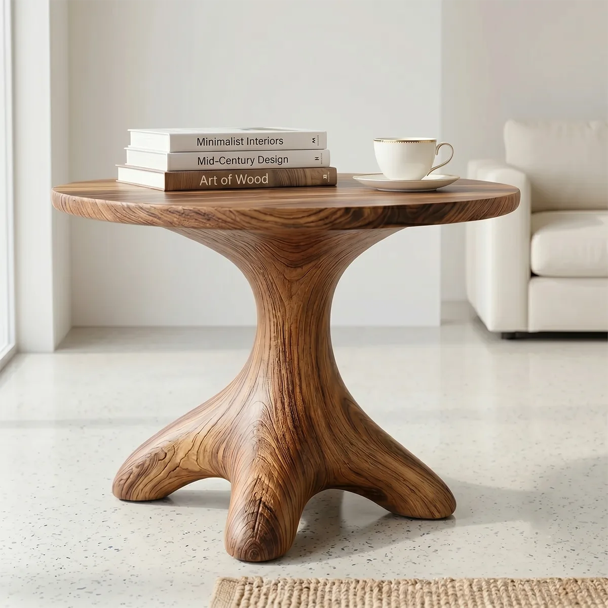 Solid Wood Root Pedestal Side Table | Organic End Table TH003-1660