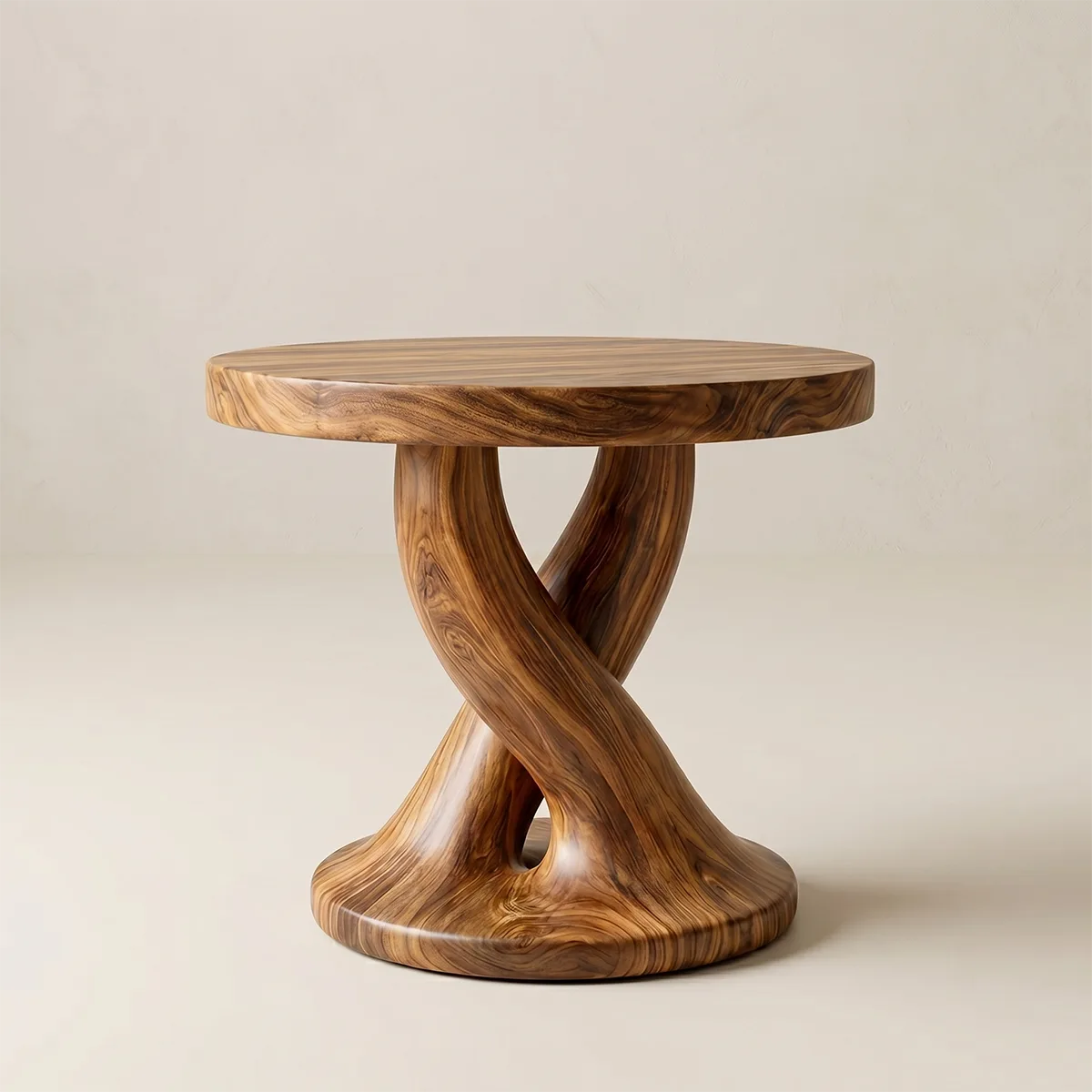 Twisted Pedestal Solid Wood Side Table | Organic End Table TH003-2053