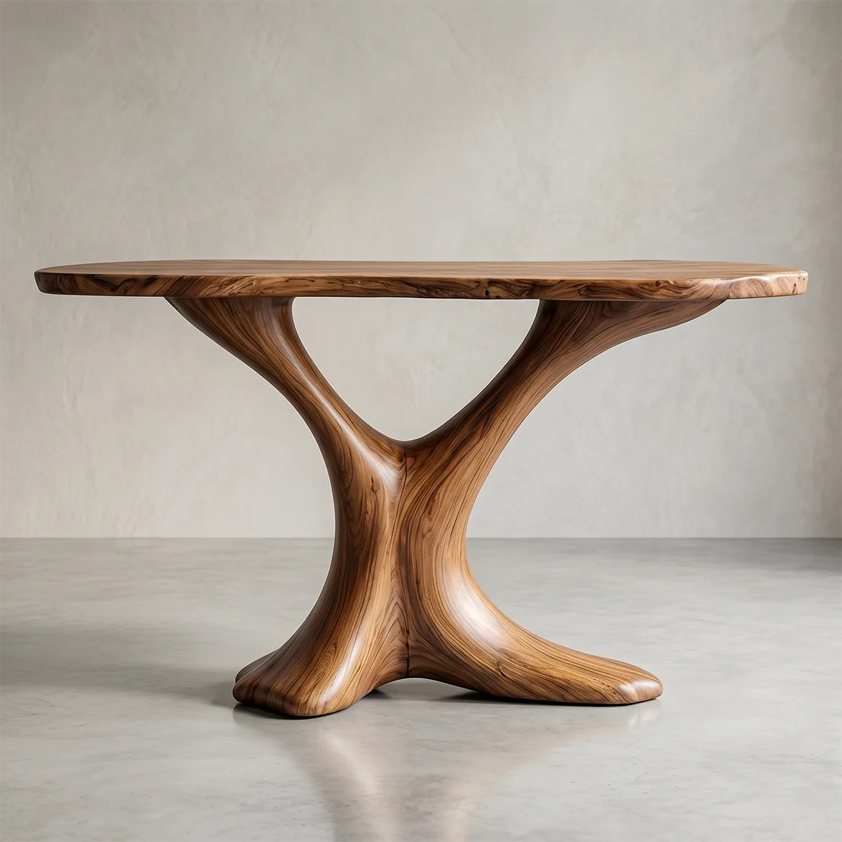 Sculptural Natural Wood Console Table for Entryway