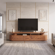 Modern TV Stand with 3 Drawers & Open Shelf | Curved Media Console TH003-1IBC4JQ