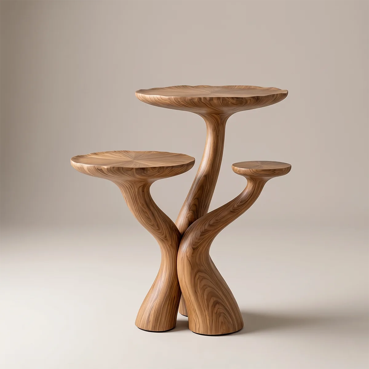 Three-Tier Solid Wood Side Table | Sculptural Branch Design TH003-6418