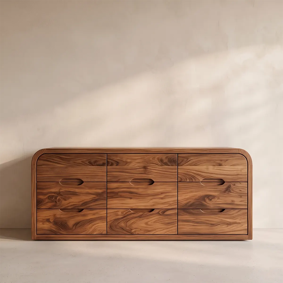 Modern Sideboard Cabinet | 6 Drawer Storage Cabinet with Rounded Waterfall Design TH003-8195