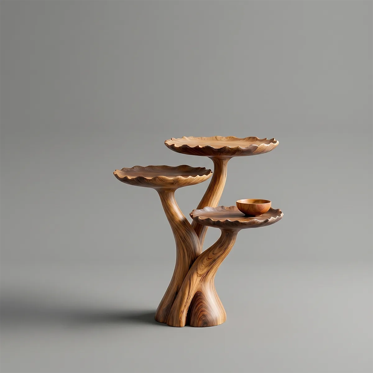 Tiered Leaf Solid Wood Side Table | Sculptural Display Table TH003-7691