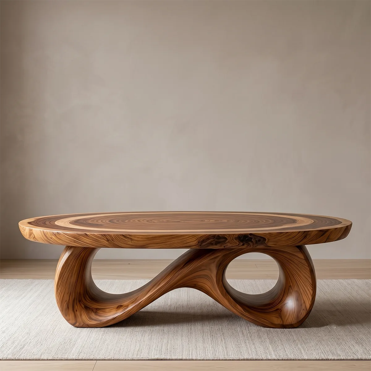 Organic Solid Wood Coffee Table – Sculptural Oval Design TH003-5853