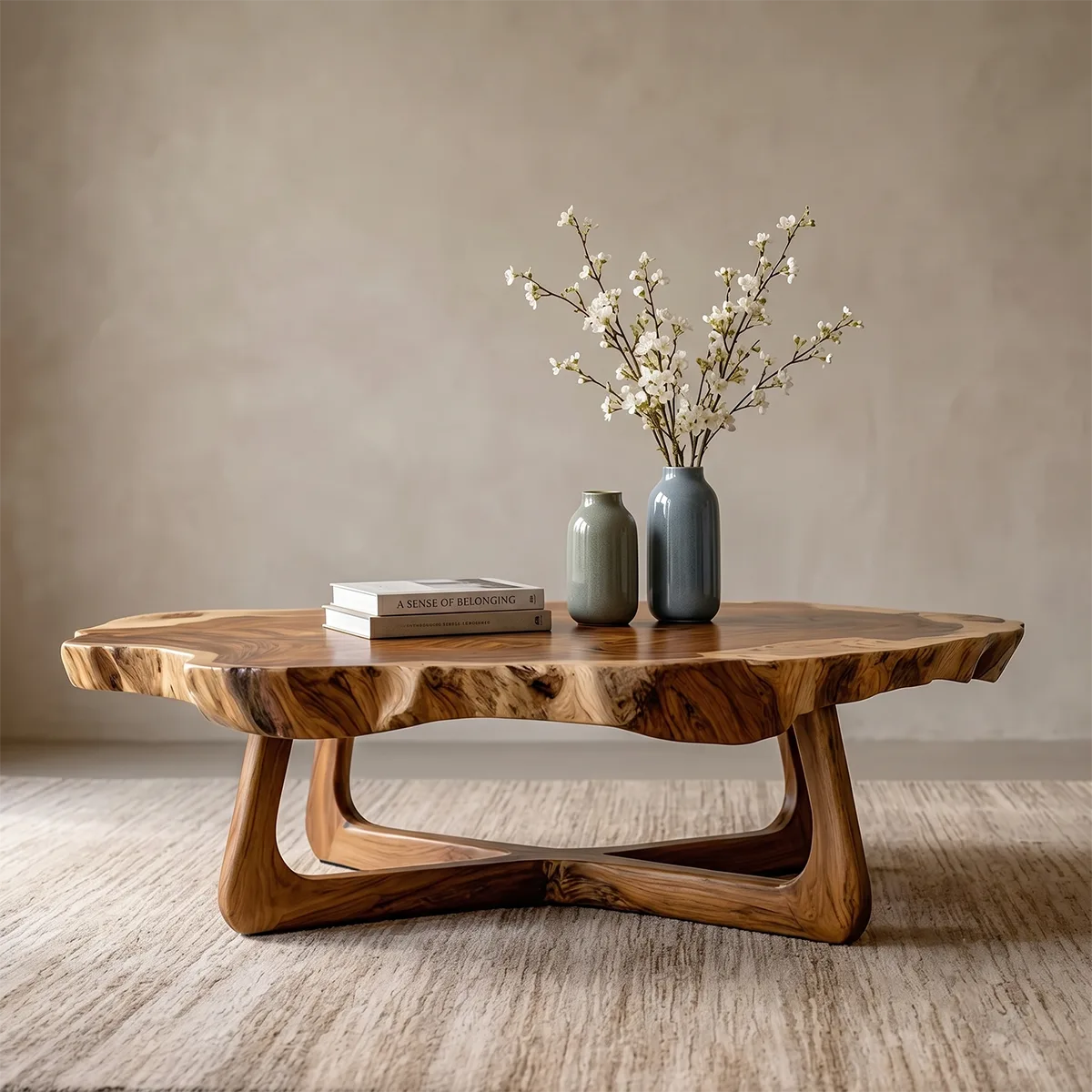 Live Edge Solid Wood Coffee Table – Organic Modern Design TH003-3977