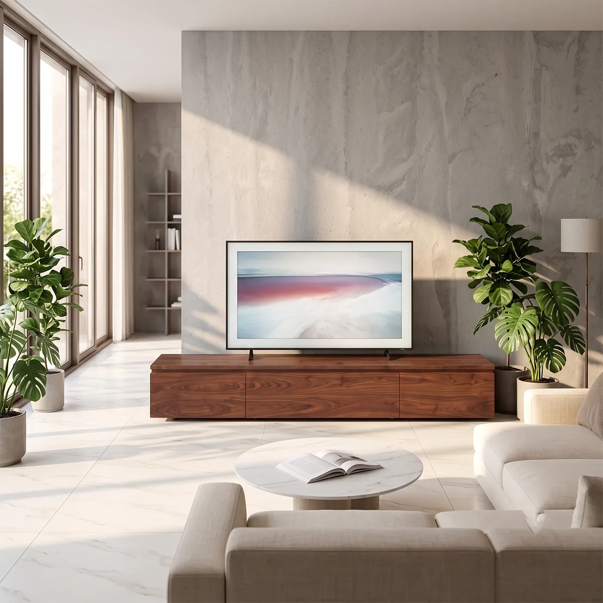 Modern Low Profile TV Stand with 3 Drawers | Minimalist Long Media Console TH003-8GTN1YT