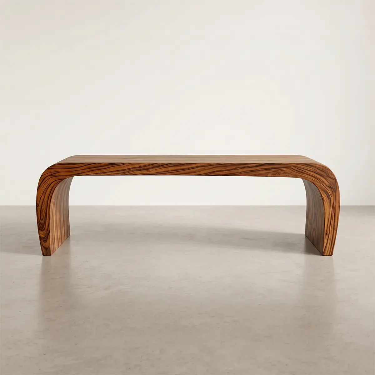 Minimalist Curved Solid Wood Console Bench for Entryway and Living Room