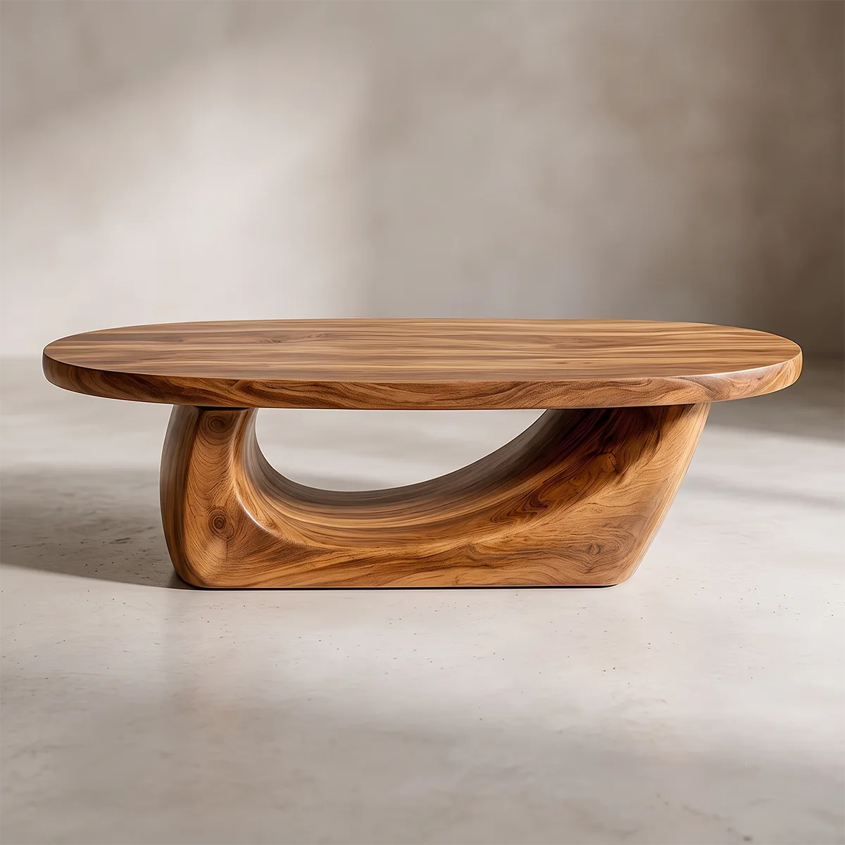 Modern Organic Coffee Table | Sculptural Solid Wood Oval Coffee Table TH003-3167