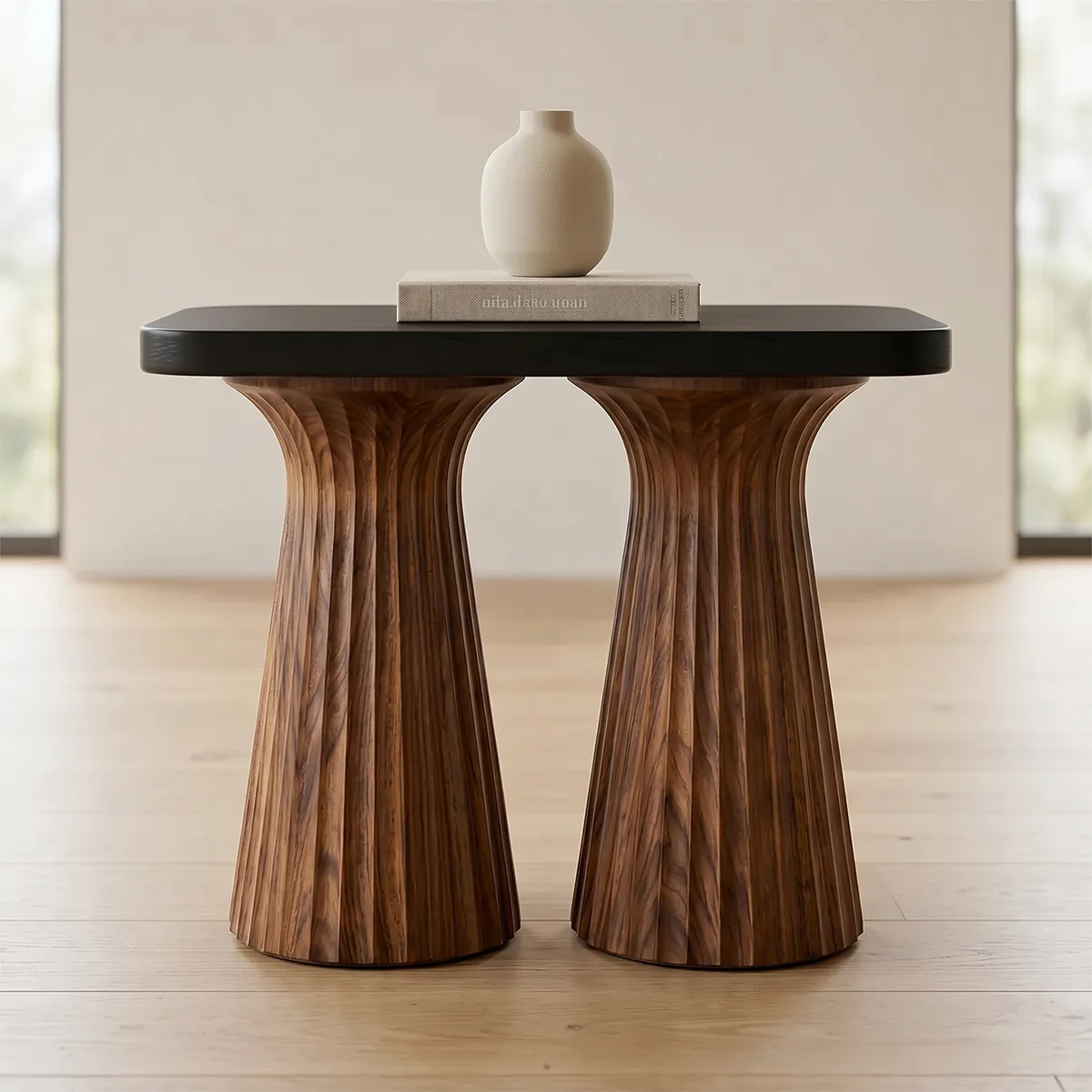 Modern Solid Wood End Table | Sculptural Side Table for Living Room & Bedroom TH003-6269