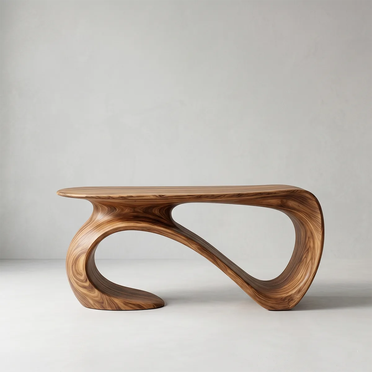 Artistic Solid Wood Entryway Table with Sculptural Design