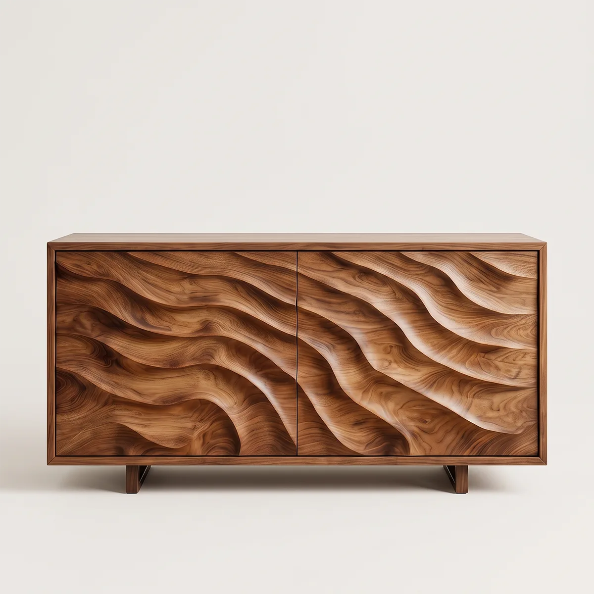 Modern Sideboard Cabinet | Wave Carved Buffet Cabinet with 2 Doors for Dining Room & Living Room TH003-9756