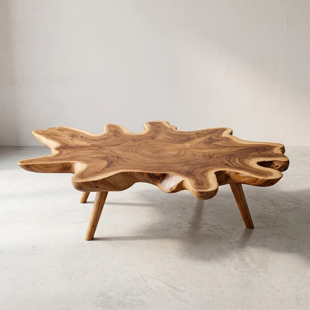 Leaf-Shaped Solid Wood Coffee Table | Handcrafted Modern Design TH003-7747