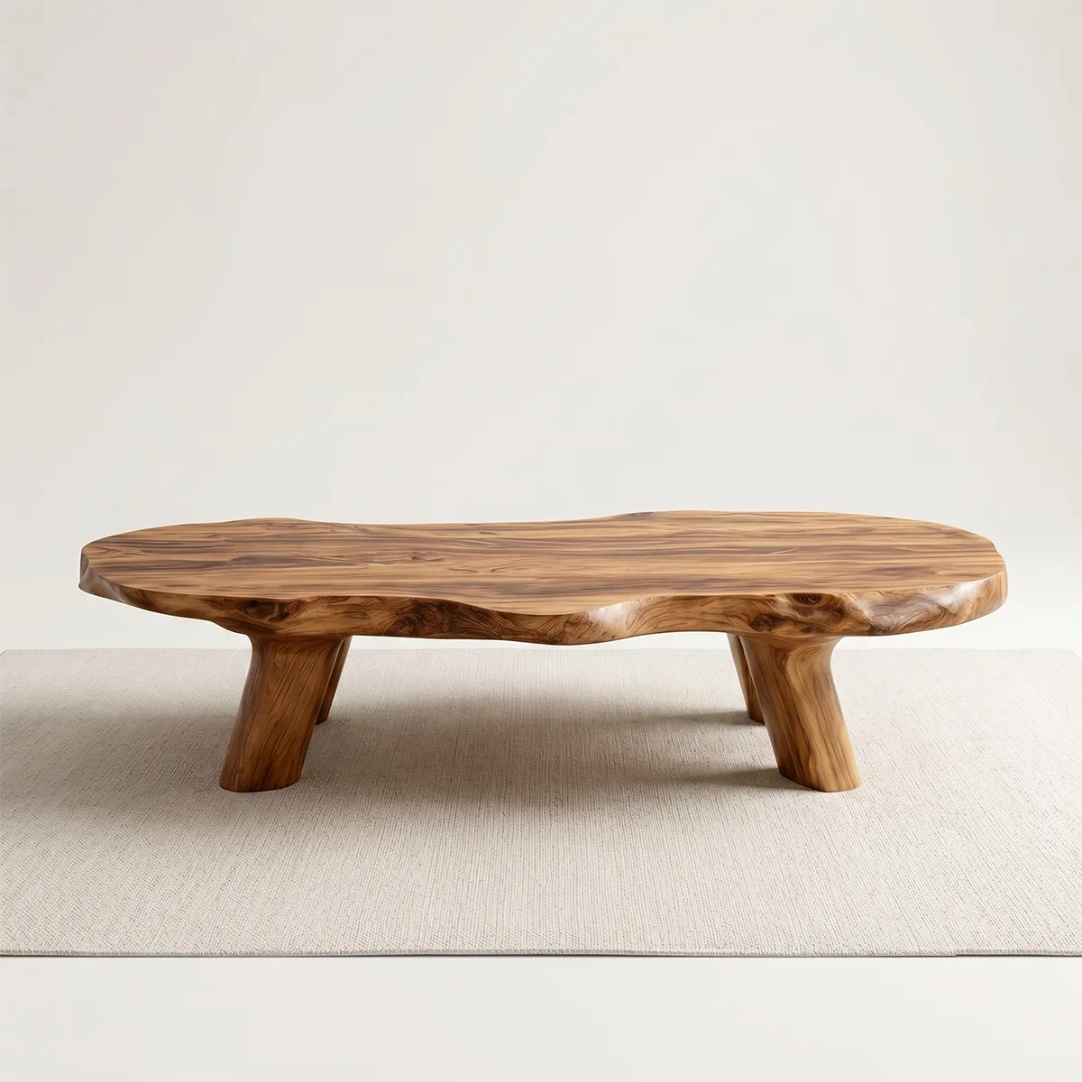 Organic Solid Wood Coffee Table – Handcrafted Rustic Modern Design TH003-6475