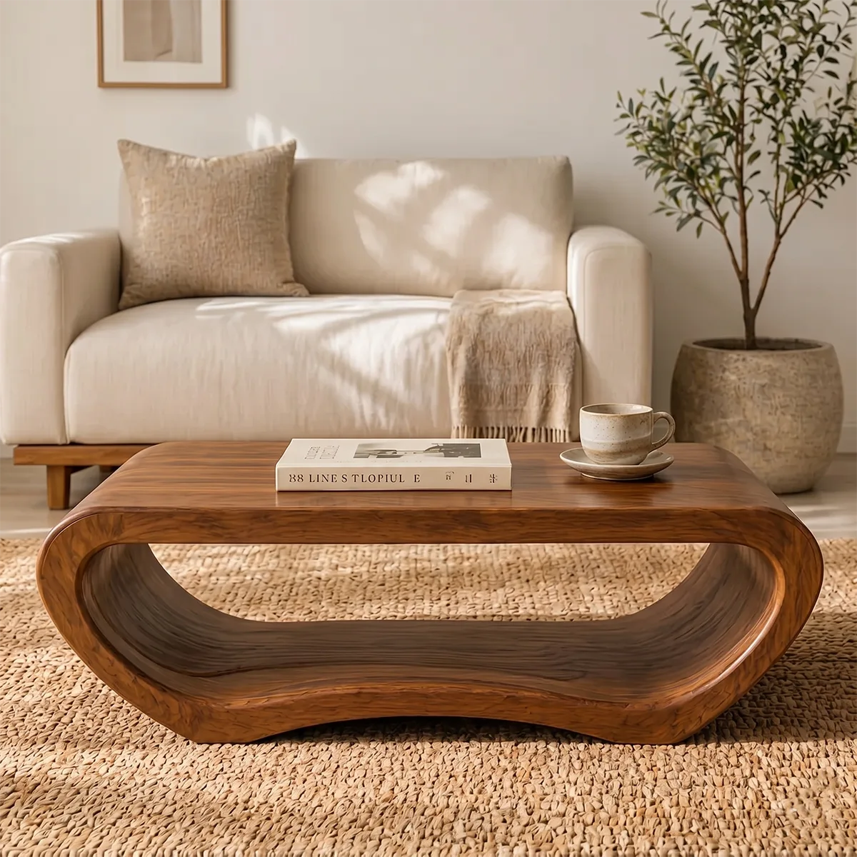 Modern Solid Wood Continuous Loop Coffee Table