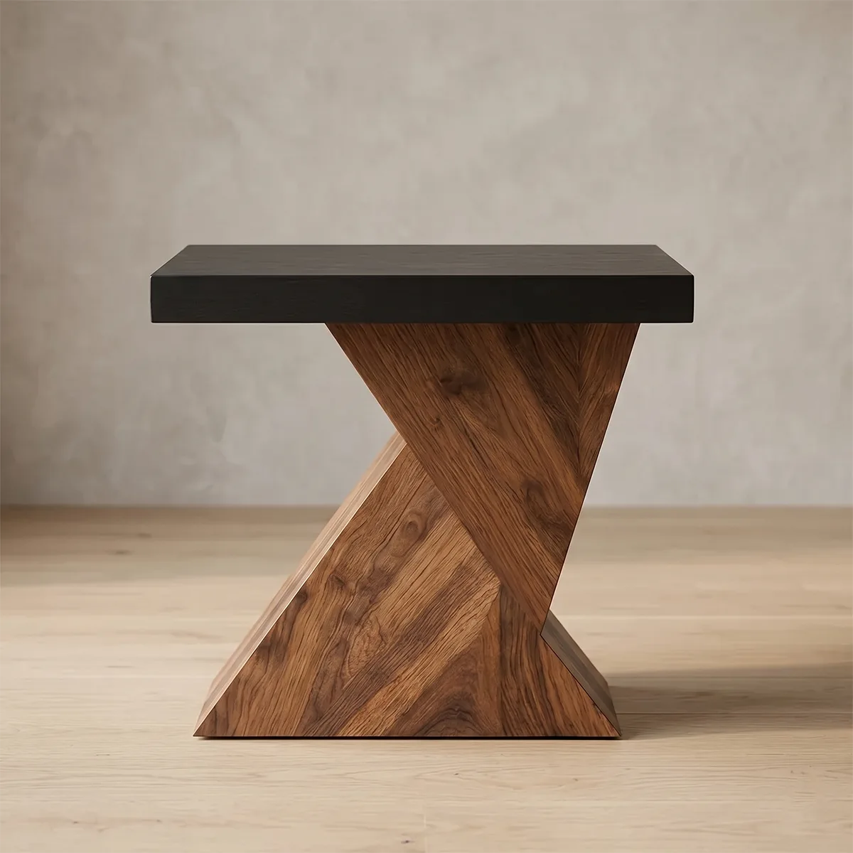 Modern Solid Wood End Table | Geometric Side Table for Living Room & Bedroom TH003-8610