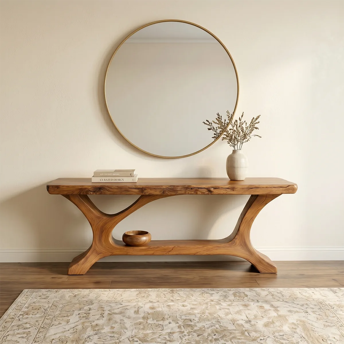 Natural Solid Wood Console Table – Luxury Entryway Furniture