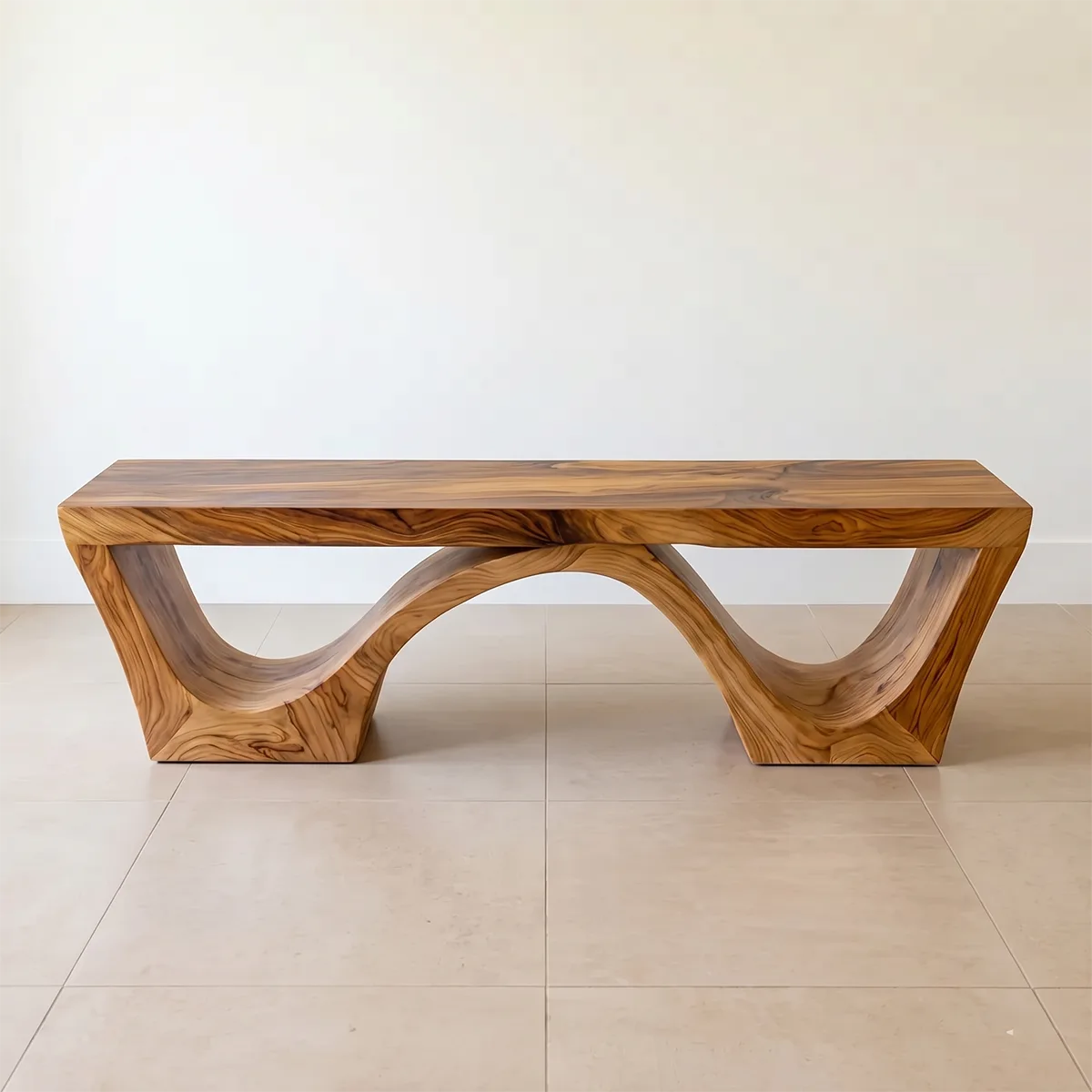Handcrafted Organic Solid Wood Entryway Bench for Modern Hallway and Living Room